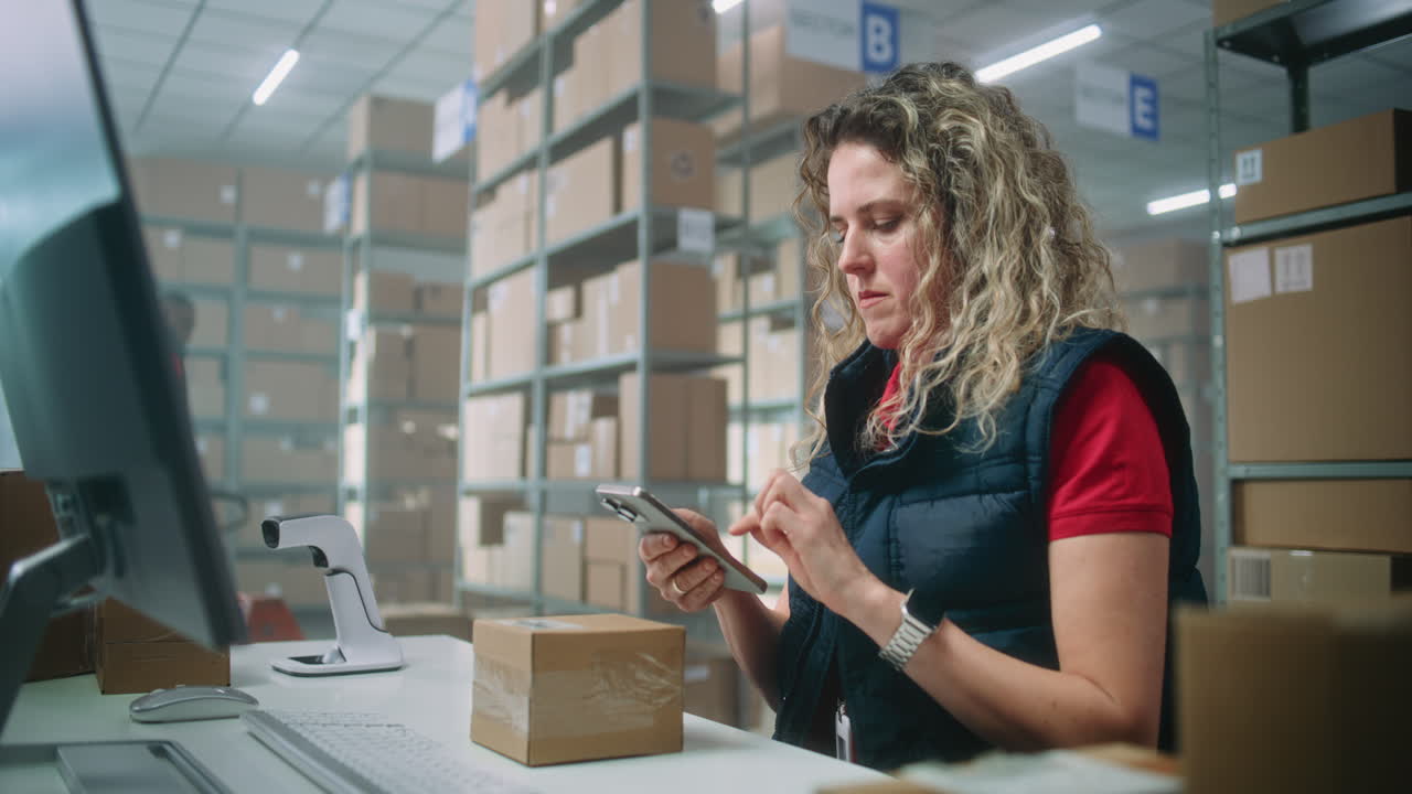 trabajador del almacén escaneando el inventario