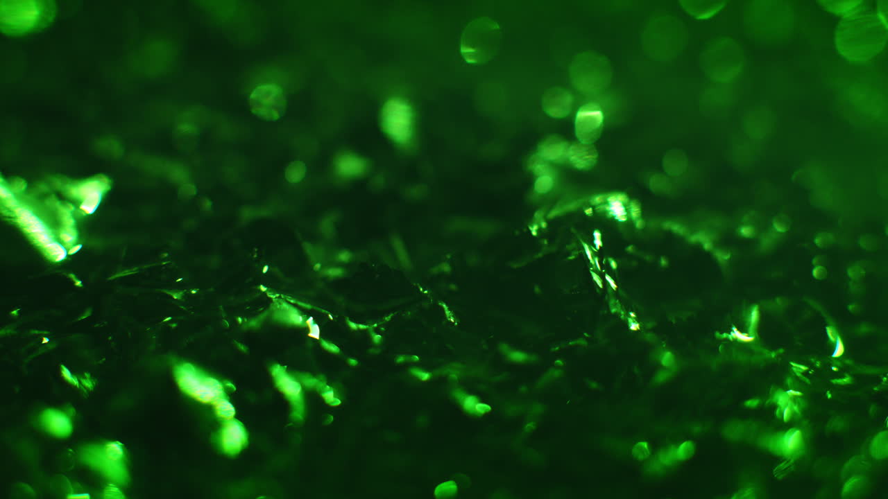 Emerald color metal fillings macro shot