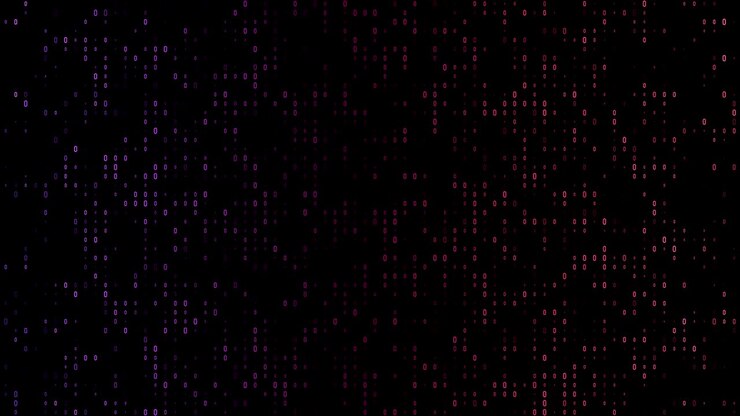 4k Gradient, colorful binary code with lots of the number zero glowing and fading out loopable background video on a black screen for stock market and exchange, data, big data, business finance, communication, internet, virtual reality concepts