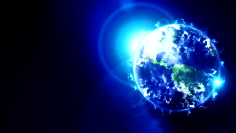 cloud earth in space, business symbol, blue loop animation,