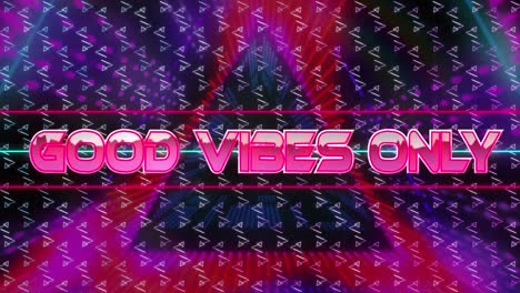 animation of good vibes only in digital abstract space