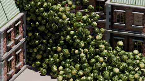 watermelon avalanche on miniature city