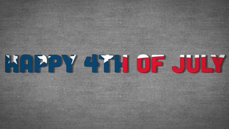 animation of happy 4th of july text on grey background