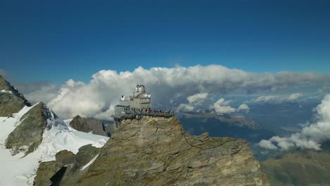 rotating aerial view of the jungfraujoch in switzerland