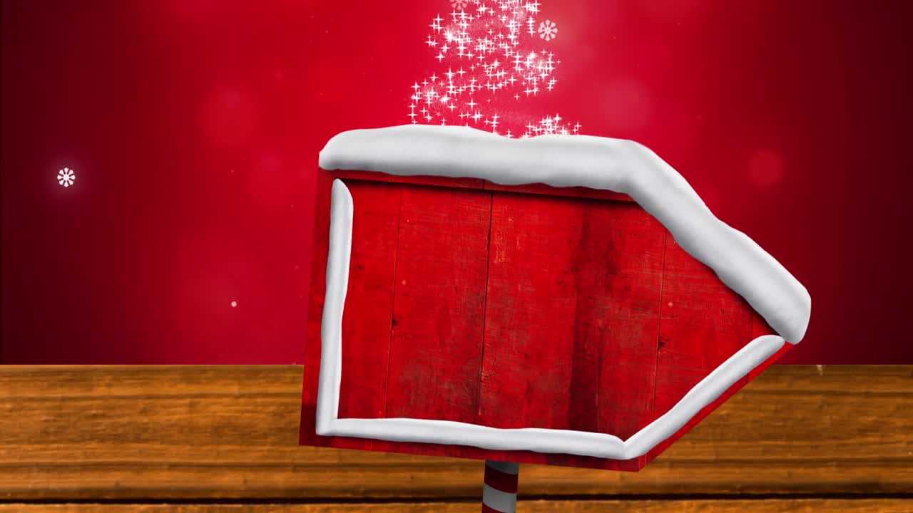 ⁇ 은 배경에 눈이 떨어지고 반 ⁇ 이는 반점 위에 복사 공간이 있는 도로 표지판의 애니메이션