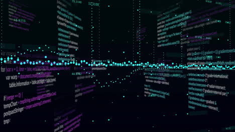 animation of data processing over diagrams on black background