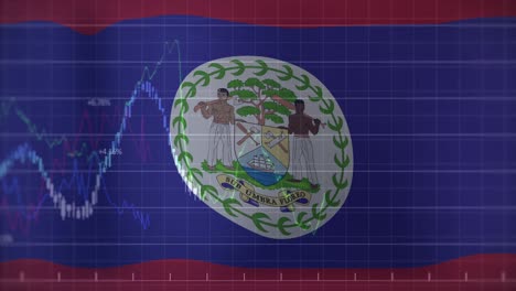 Animation-of-data-processing-over-flag-of-belize