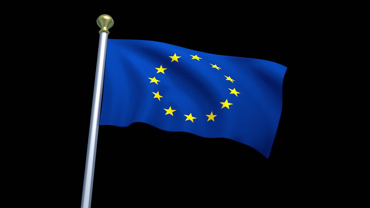 Euro, Europa, bandiera sventolante, Eurozona, UE, Unione Europea 4k