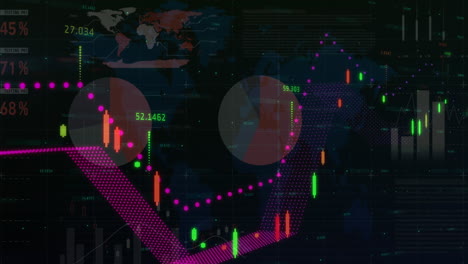 animación del procesamiento de datos financieros sobre un fondo negro