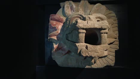 sculpture of quetzalcoatl, the feathered snake, god of the aztec civilization, teotihuacan, mexico.