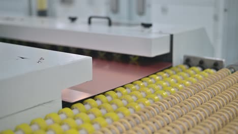 pcb board copper in production at automatic conveyor belt of factory line. high tech machinery plant using ecology materials