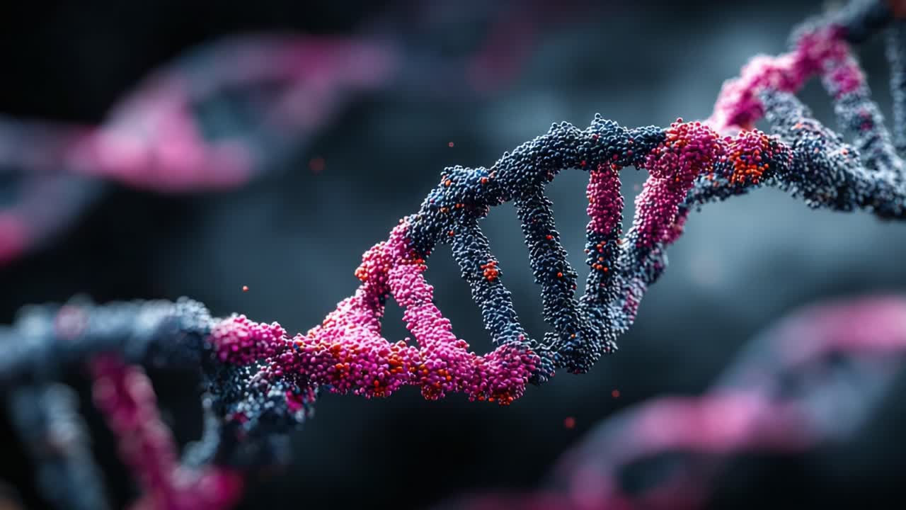 Exploring the Complex Structure of DNA: A Detailed Visualization of the Double Helix Form and Its Intricate Molecular Features