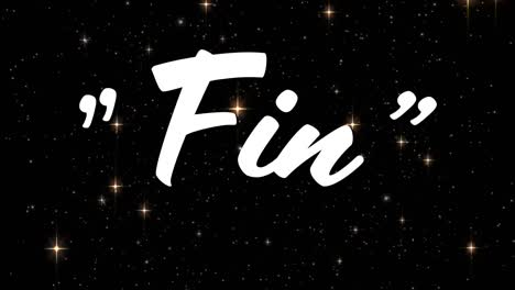 animación del texto de la aleta sobre estrellas brillantes que se mueven sobre un fondo negro