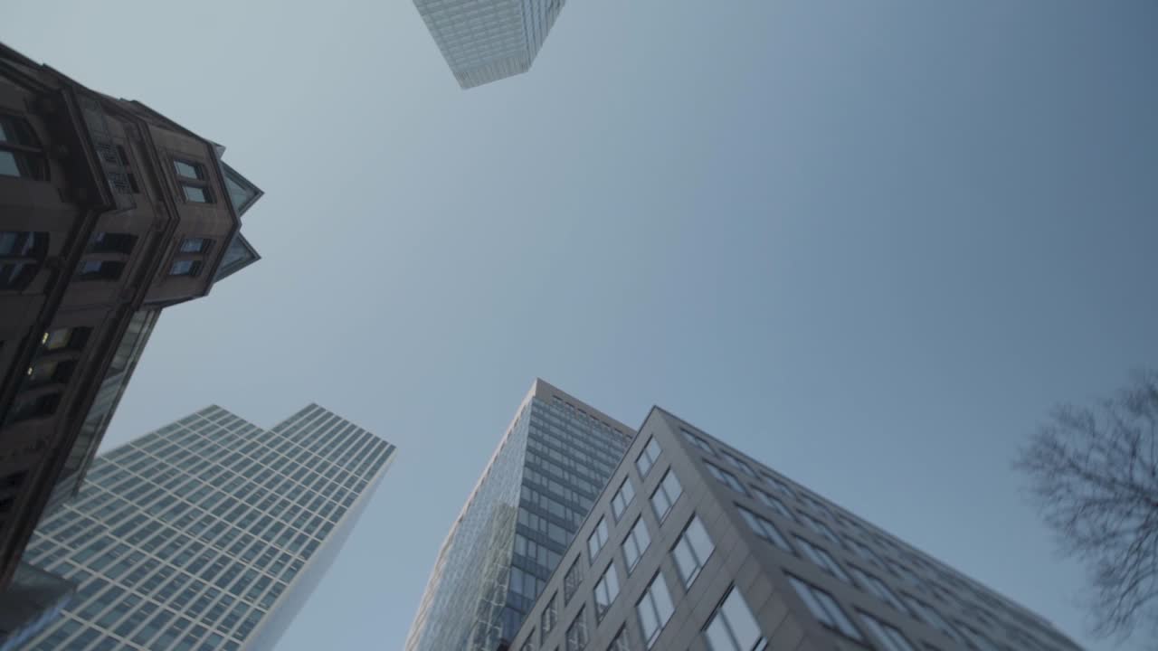 Low Angle View of Modern Skyscrapers in a City