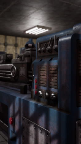 close-up of an old industrial machine in a factory