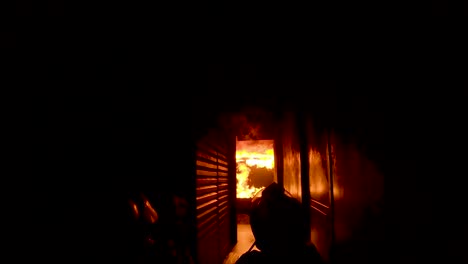 firefighters training in simulator