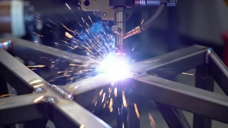 precision welding process captured in two stunning frames: the transformation of metal as sparks fly and joints are seamlessly joined in a high-tech workshop setting