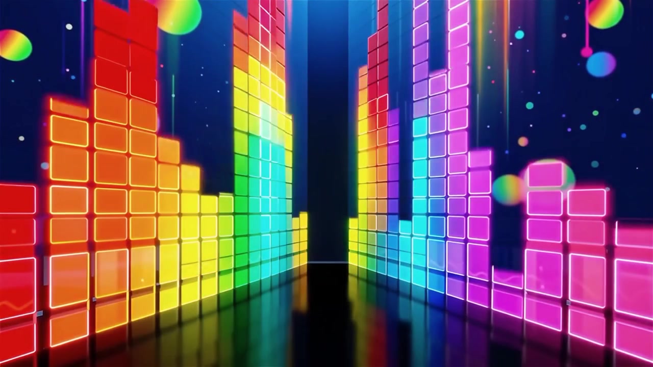 Futuristic Rainbow Neon Music Equalizer Visualizer Background