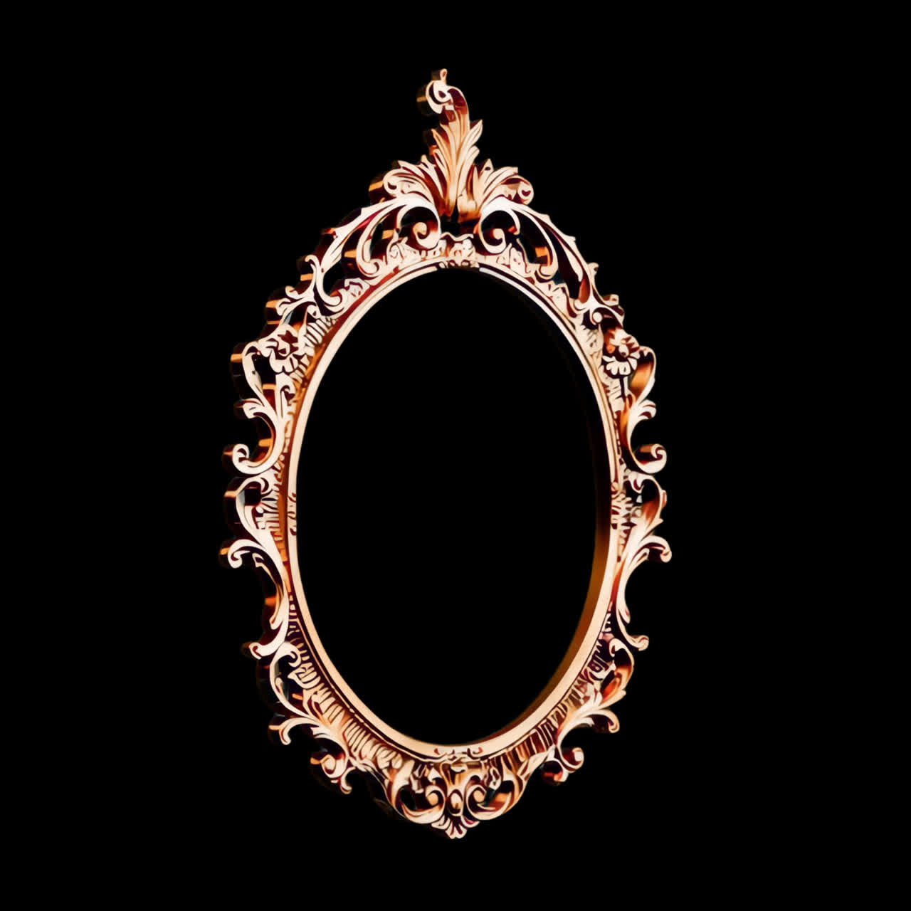 Elegant ornate oval frame animation isolated asset, transparent 4K video, alpha channel, ProRes 4444