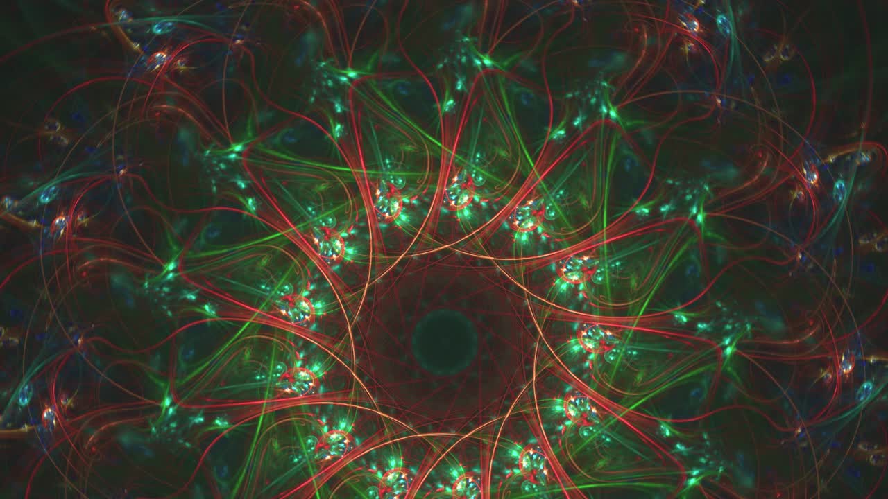 mandala abstracto de contraste colorido - hermoso fondo fractal de galaxia de flores de bucle sin interrupción siempre cambiante