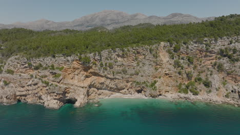 Scenic Oceanside Cliffs And Turquoise Sea On Dalmatian Coast In Dubrovnik, Croatia, 5K Aerial Drone