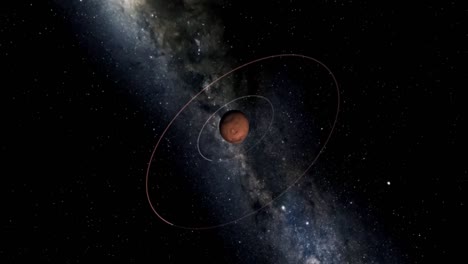 planeta marte y lunas en órbita de phobos y deimos