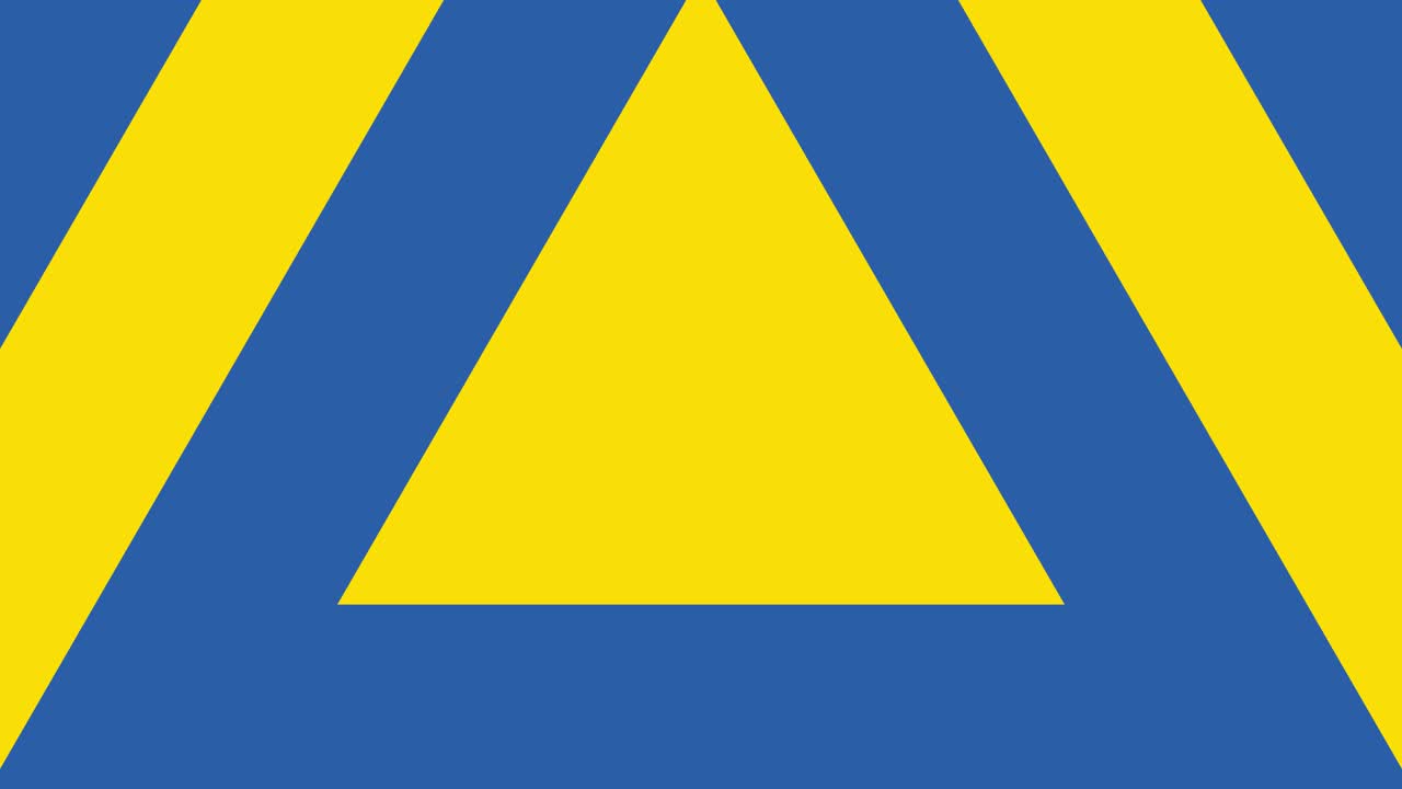 Seamless loop yellow and blue geometric animation with triangular elements. Simple background animation