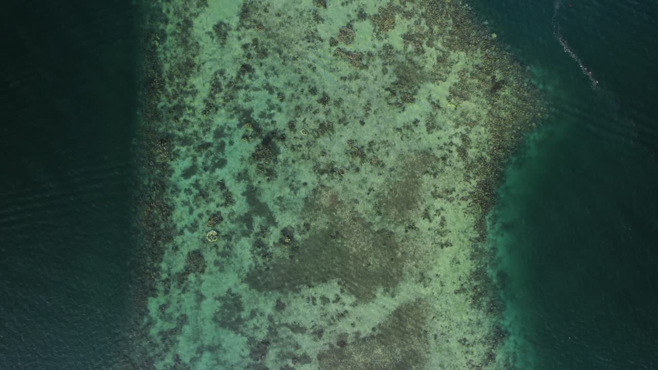 놀라운 해양 산호초 위의 조용한 공중 풍경, 동남아시아, 필리핀