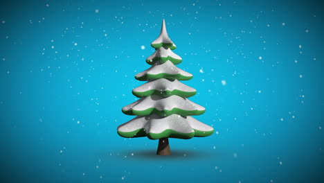 Snow-falling-on-revolving-fir-tree