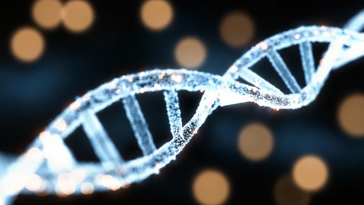 Esplorando le Intrighi del DNA: Uno Sguardo Dettagliato all'Elegante Struttura e Complessità dell'Elica Genetica Attraverso una Rappresentazione Visiva Mozzafiato.