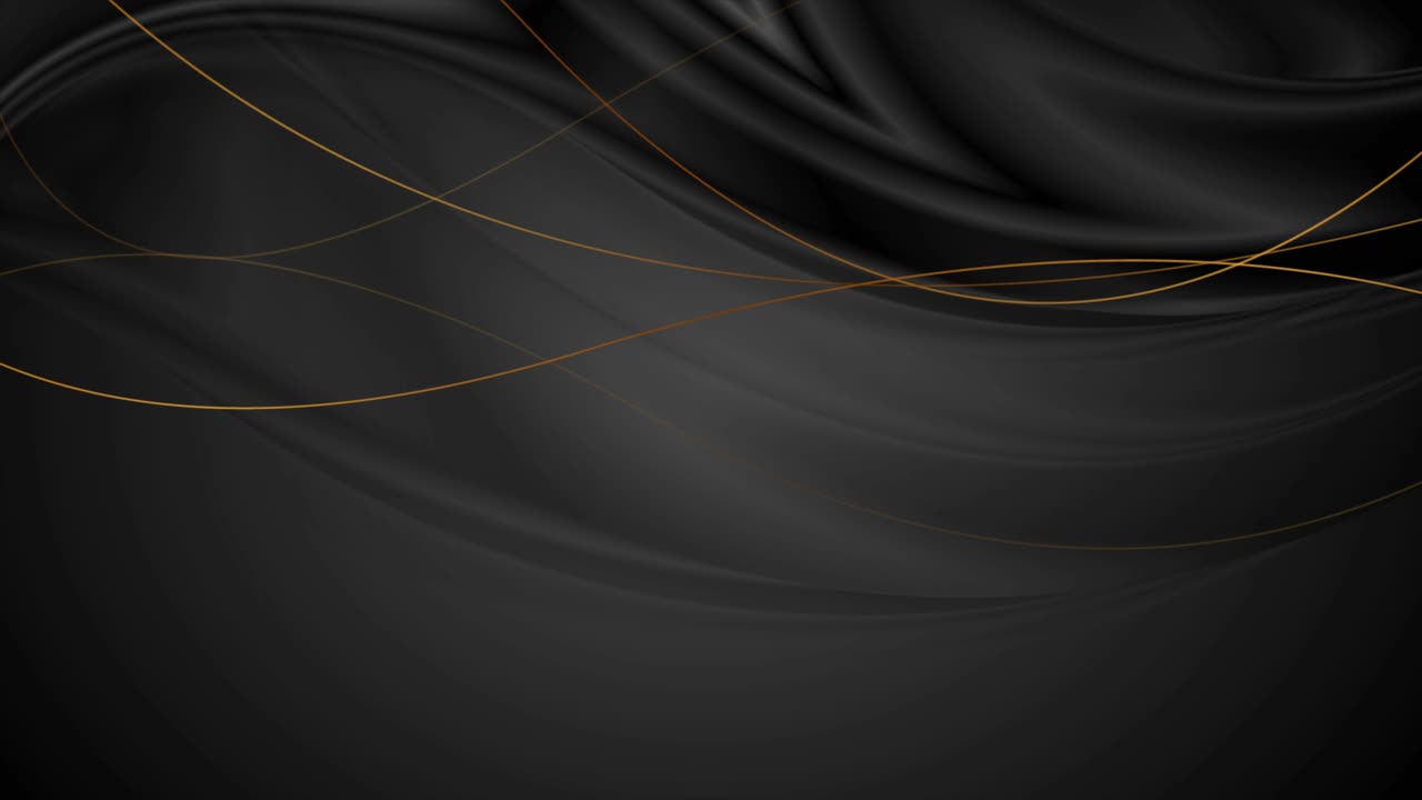 ondas lisas brilhantes pretas com linhas douradas curvas animação de vídeo
