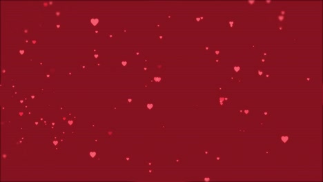 pink hearts falling on a dark red background