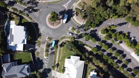 Aerial-view-of-a-suburban-roundabout-in-Australia-with-trucks-and-cars