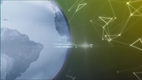 animación de un globo y puntos conectados que forman una forma geométrica sobre un fondo de gradiente