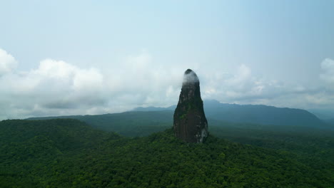 aerial view away from the pico cao grande peak, in sao tome and principe, africa