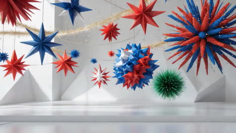 patriotic red, white, and blue star decorations