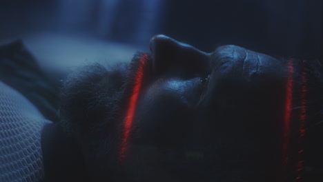 man undergoing futuristic medical scan