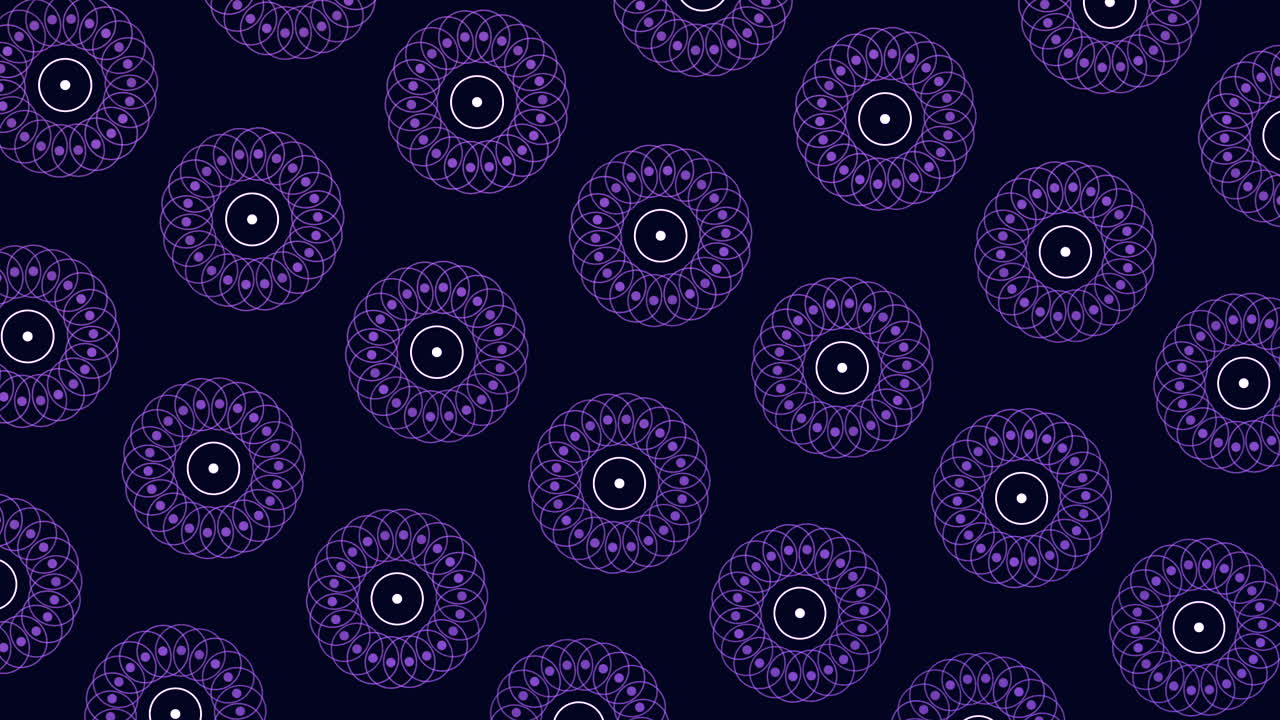 Spirale ipnotizzante di cerchi viola radiosi su sfondo nero