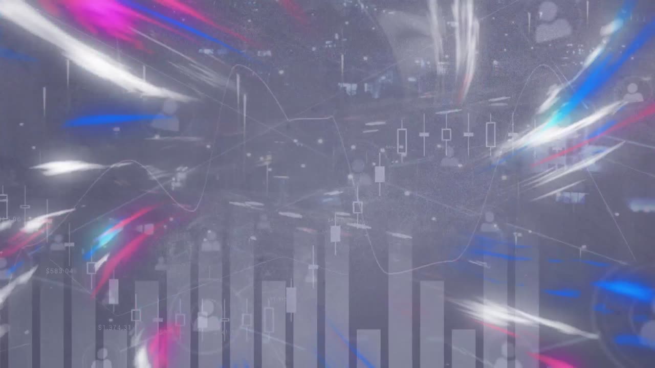 Animation of network of connections and data processing