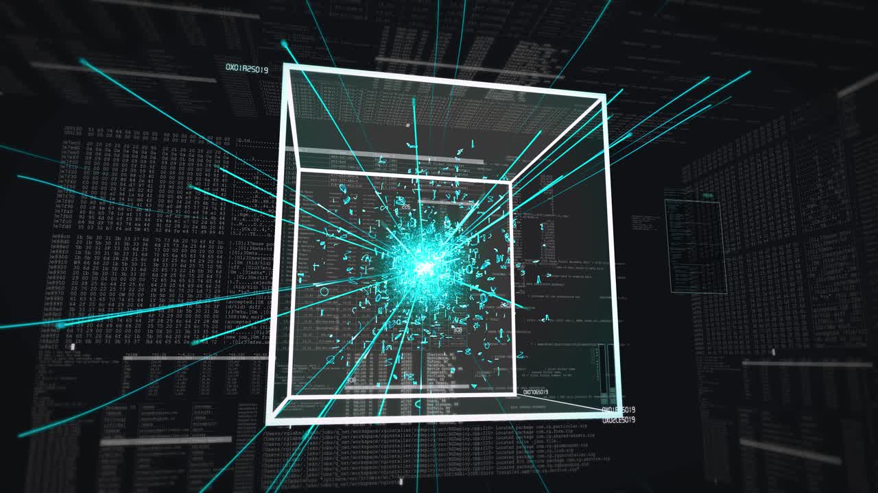 dentro de la red informática - inteligencia artificial - líneas de datos de código - animación 3d en bucle