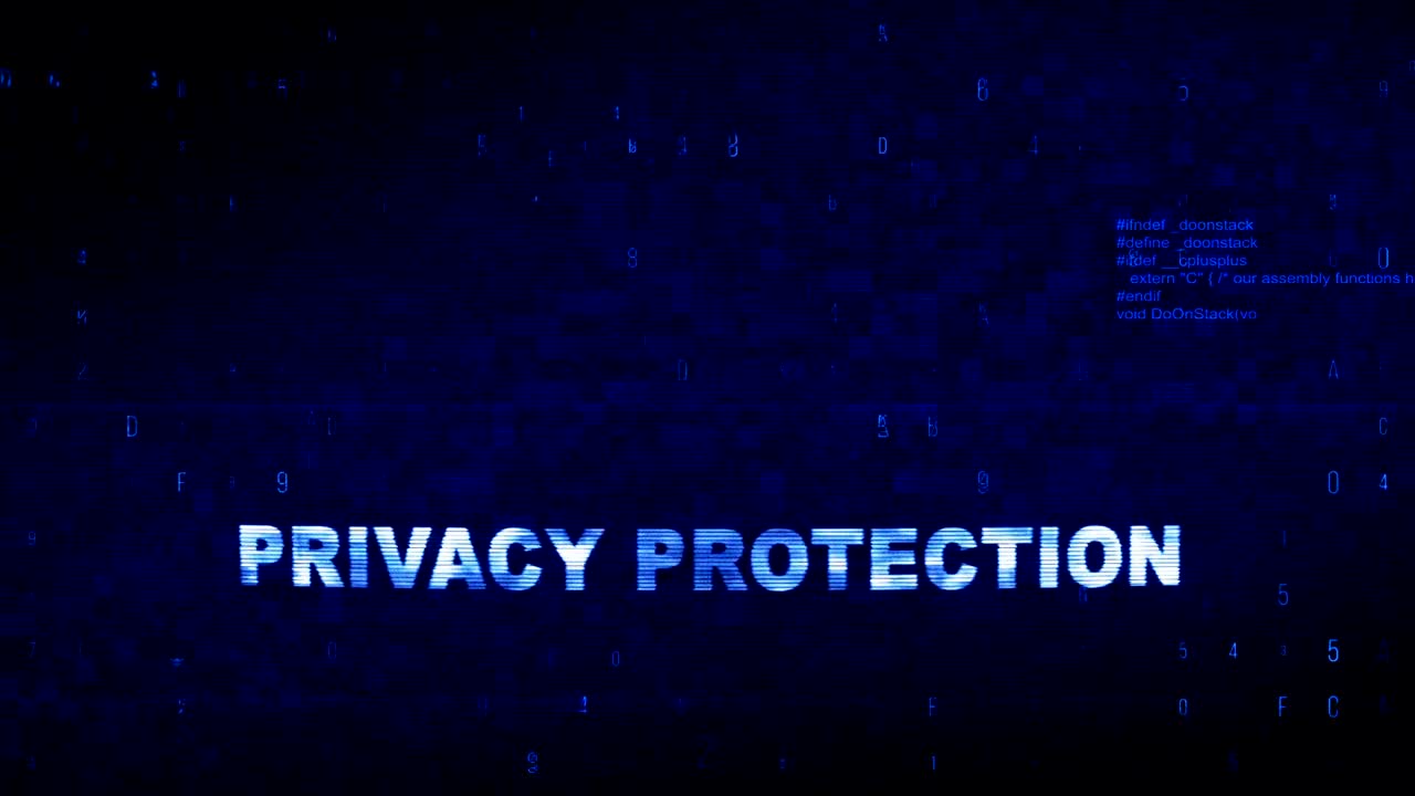 Privacy Protection  Text Digital Noise Twitch Glitch Distortion Effect Error Loop Animation.