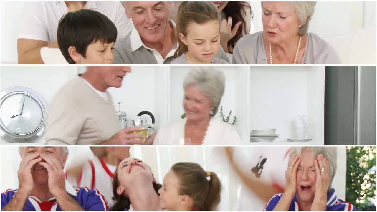 소파에 있는 백인 가족