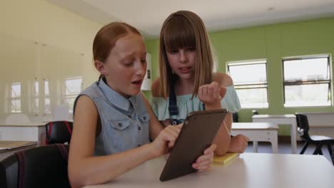 Two-girls-using-digital-tablet-in-the-class