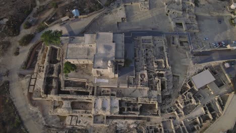 Tomb-of-Samuel,-jerusalem,-israel---Top-down-to-Pull-Back-shot-#006