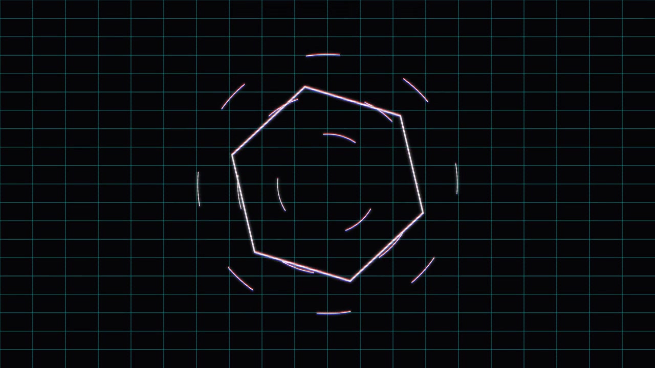 Abstract Digital Hexagon Animation with Glitch Effects