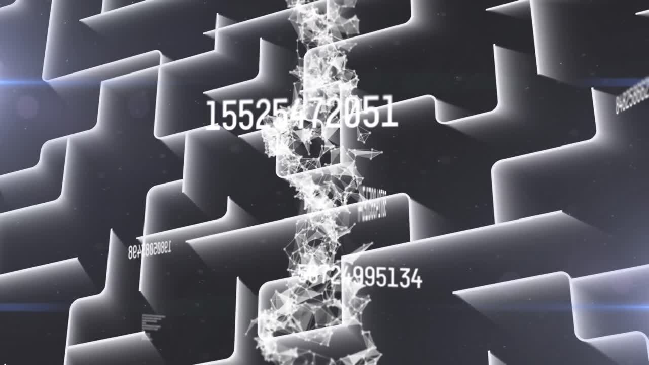 animación de la cadena de adn girando sobre la línea blanca