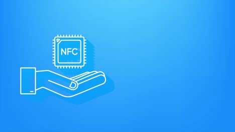 shadow nfc processor icon with hands. nfc chip. near field communication. motion graphic