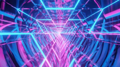 Beautiful-Abstract-Blue-and-Pink-Triangle-Tunnel-Coming-Closer