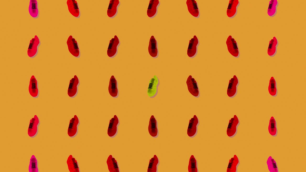 추상적인 미니멀 모션 디자인: 댄스 스니커의 애니메이션, 컬러 배경, 시엄리스 루핑 애니메이션, 포스터, 커버, 브랜딩, 배너, 플래카드의 현대적이고 시엄리스 모션 디자인