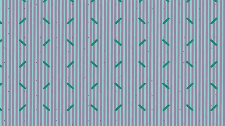Animation of retro hypnotic motion of rows of abstract shapes